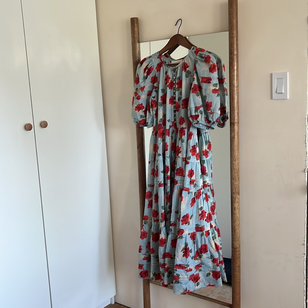 The Great. Pleated Ravine Dress in Western Rose size S